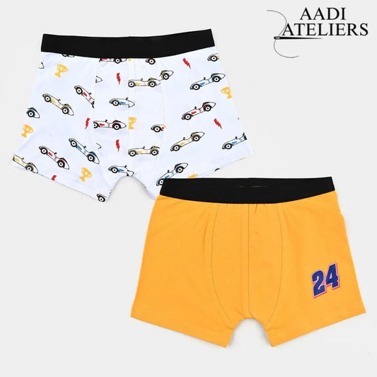 Boys Cotton Jersey Boxer Pack of 2 | Cars Design - Multi & Citrus