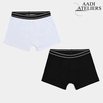 Boys Cotton Jersey Basic  Boxer - Pack oF 2 | Basic Design White & Black