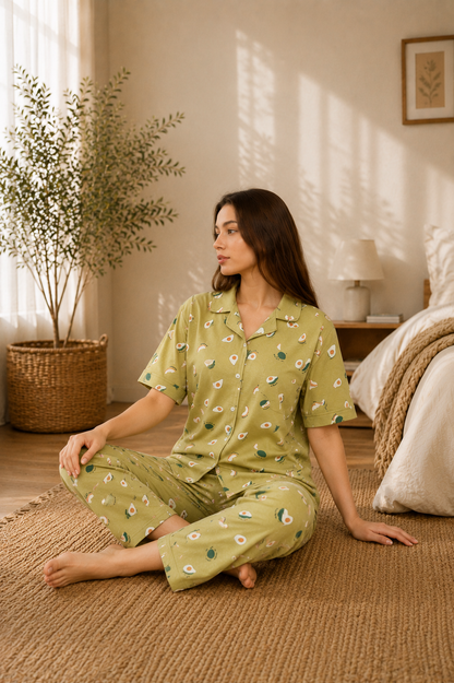 Front Open Avocado - PJ Set