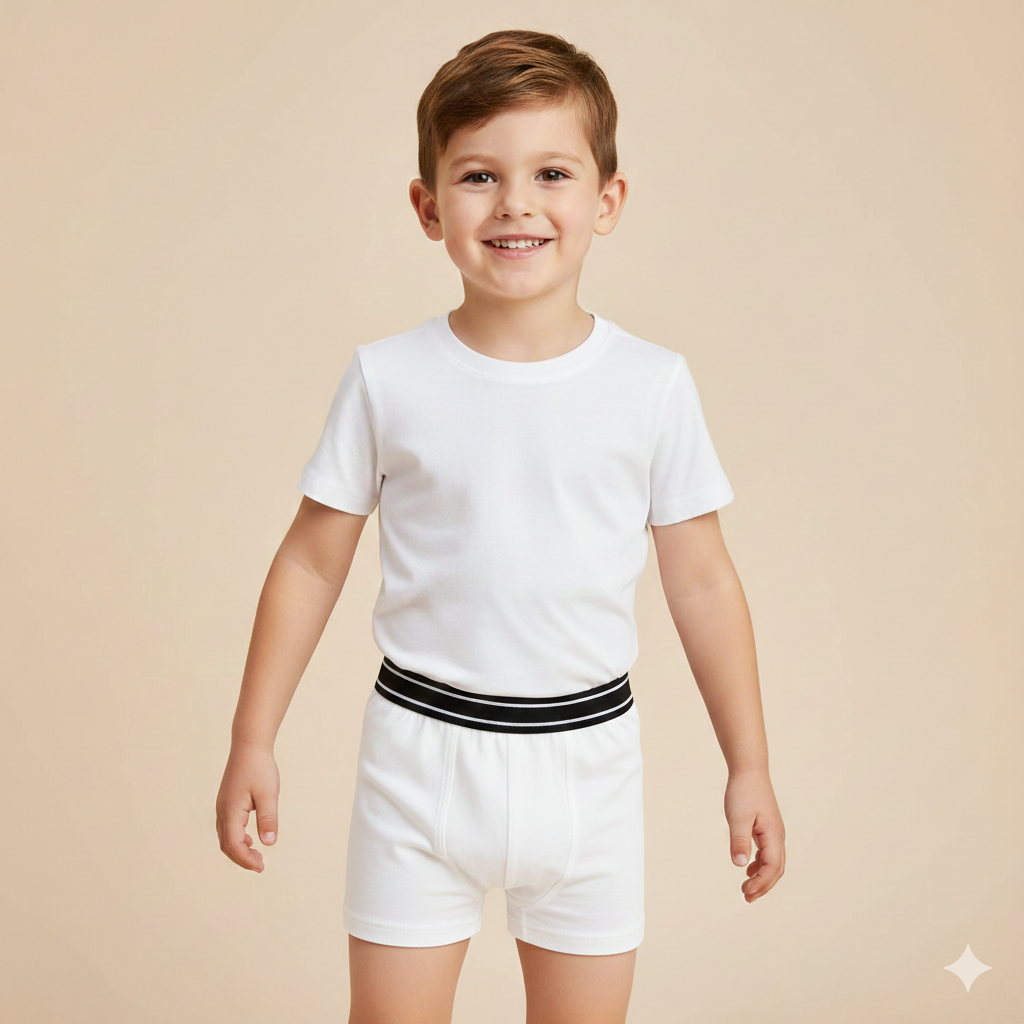 Boys Cotton Jersey Basic  Boxer - Pack oF 2 | Basic Design White & Black