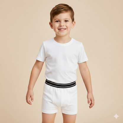 Boys Cotton Jersey Basic  Boxer - Pack oF 2 | Basic Design White & Black