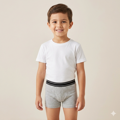 Boys Cotton Jersey Boxer Basic-Pack 0f 2-Navy Blue - Hash Grey