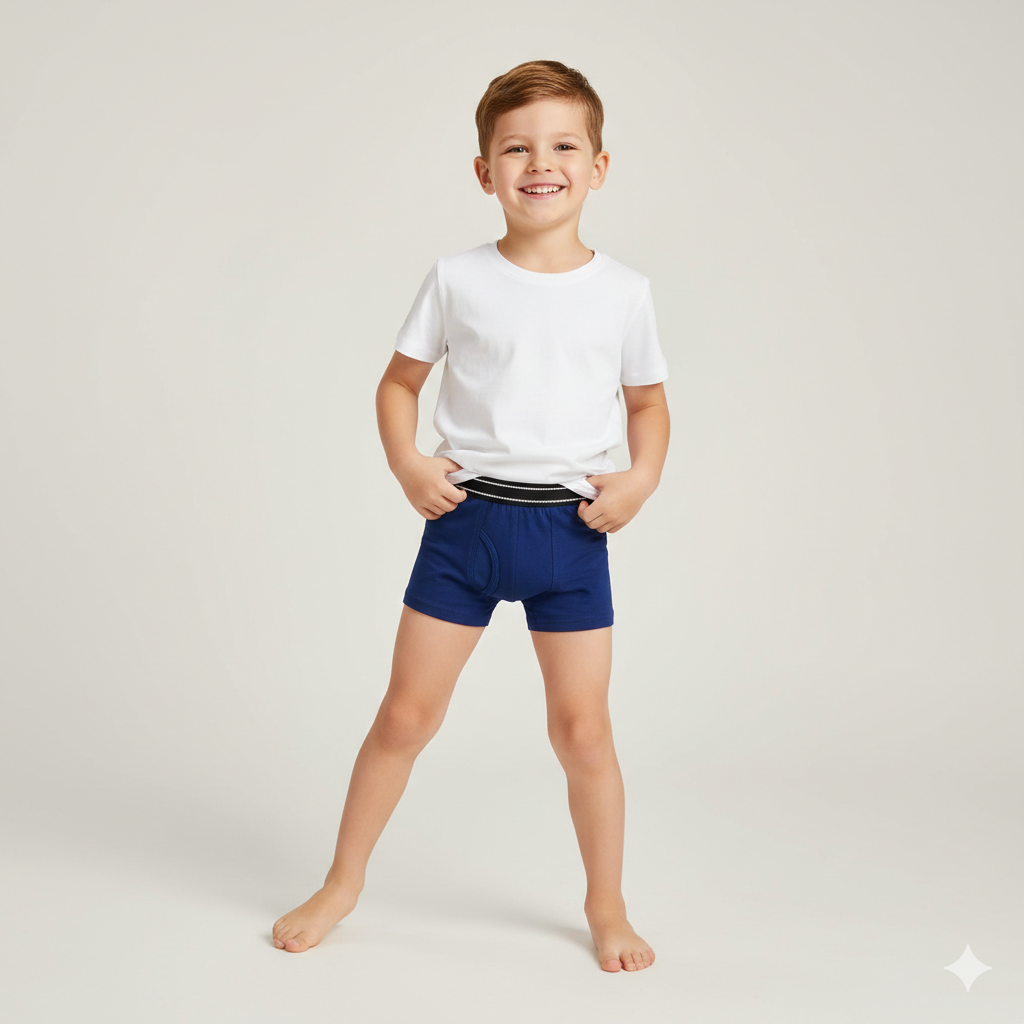 Boys Cotton Jersey Boxer Basic-Pack 0f 2-Navy Blue - Hash Grey