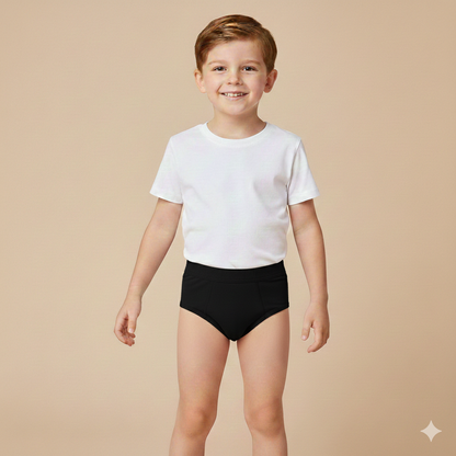 Boys Cotton Jersey Brief Basic Pack of 2 | Solid Design Hash Grey & Black
