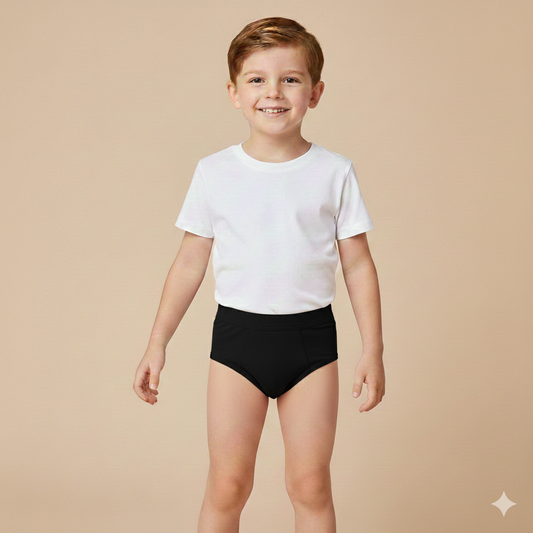 Boys Cotton Jersey Brief Basic Pack of 2 | Solid Design Hash Grey & Black