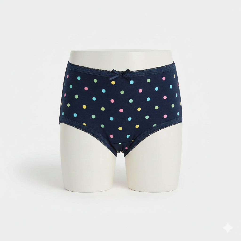 Girls Cotton Jersey panties | Pack of 2 |  Polka Dots-Navy&White