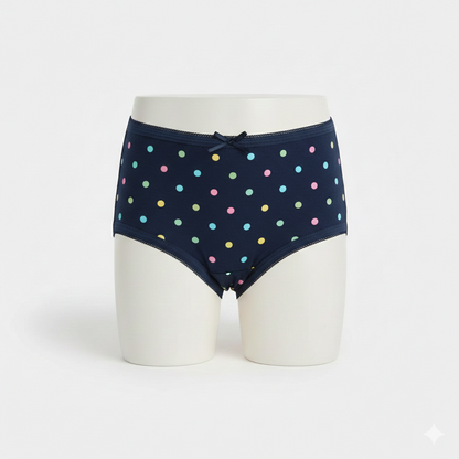 Girls Cotton Jersey panties | Pack of 2 |  Polka Dots-Navy&White