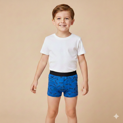 Boys Cotton Jersey Boxer Pack of 2 | Skate Board Design - Blue & Citrus