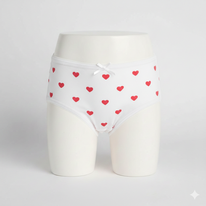 Girls Cotton Jersey Panties | Pack of 2 | Hearts-Pink&White
