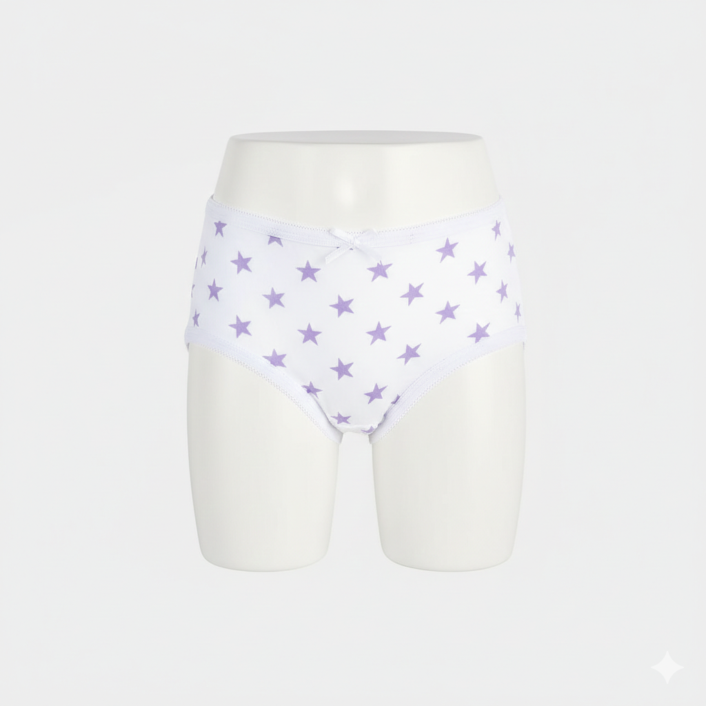 Girls Cotton Jersey Panties | Pack of 2 | Stars-Purple&White