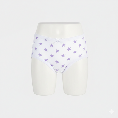 Girls Cotton Jersey Panties | Pack of 2 | Stars-Purple&White