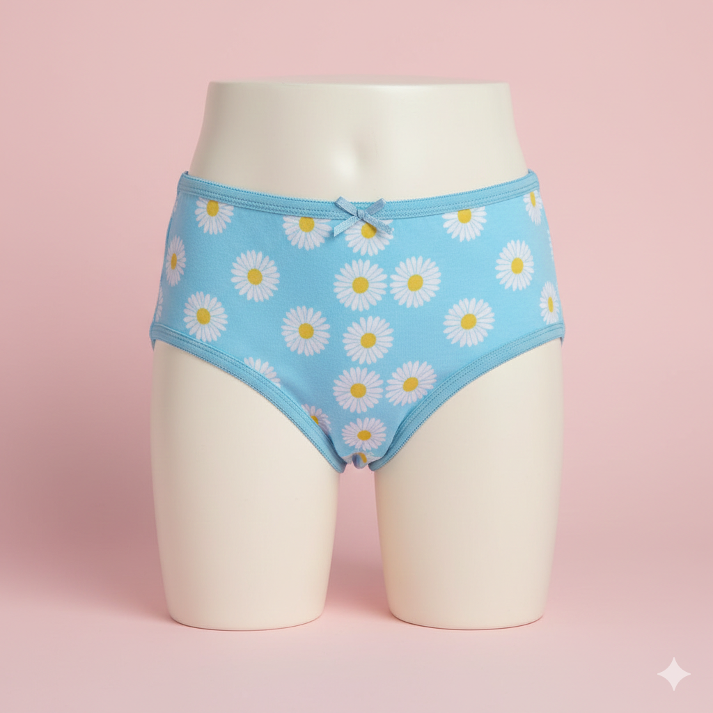 Girls Cotton Jersey Panties Pack of 2 | Flower & Stripe
