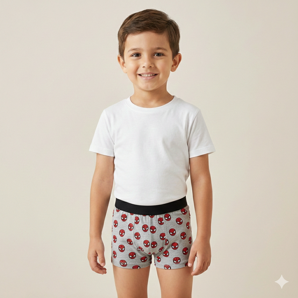 Boys Cotton Jersey Boxer-Pack Of 2 | Spider Man Design - Hash Gray & Navy Blue