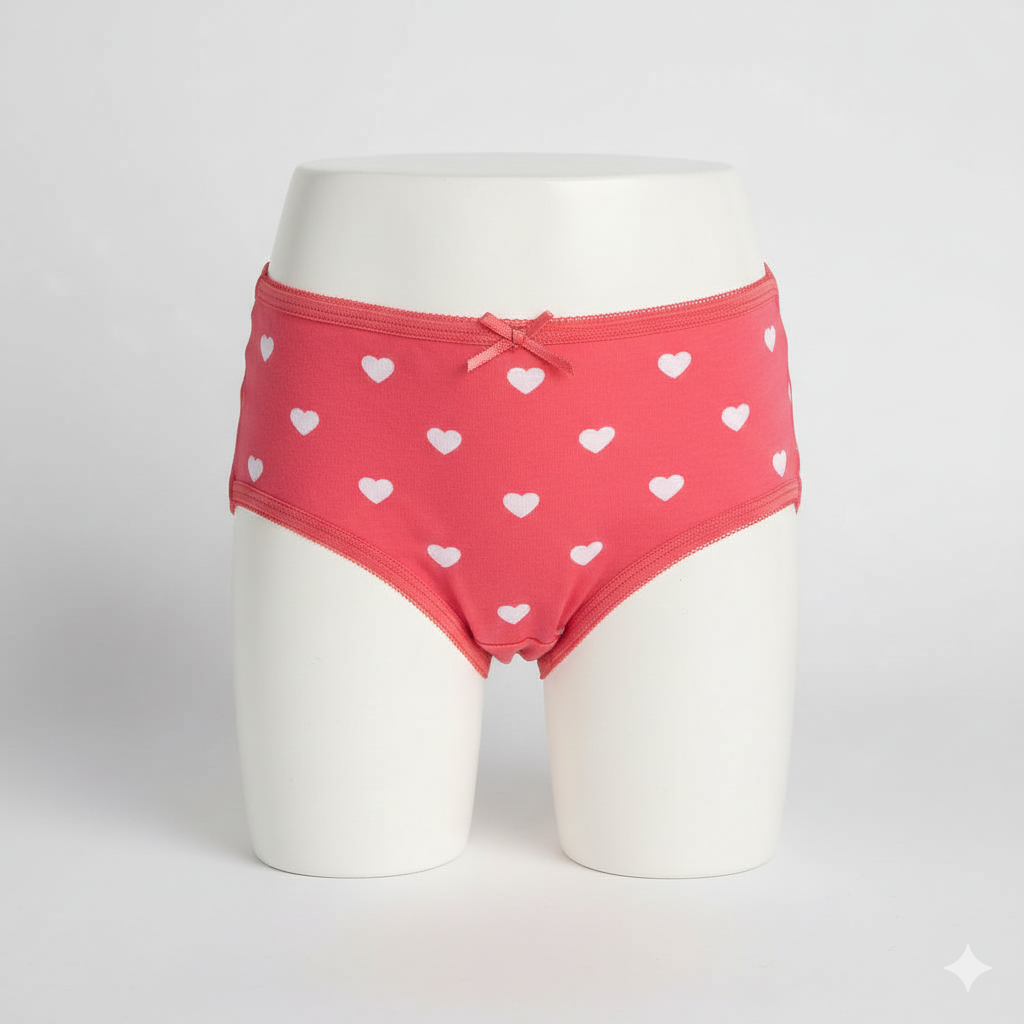 Girls Cotton Jersey Panties | Pack of 2 | Hearts-Pink&White