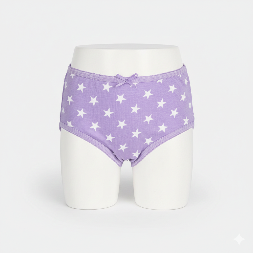 Girls Cotton Jersey Panties | Pack of 2 | Stars-Purple&White