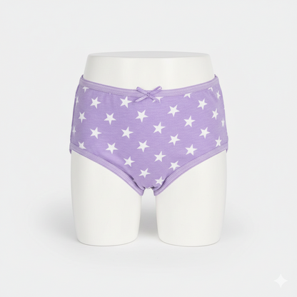 Girls Cotton Jersey Panties | Pack of 2 | Stars-Purple&White