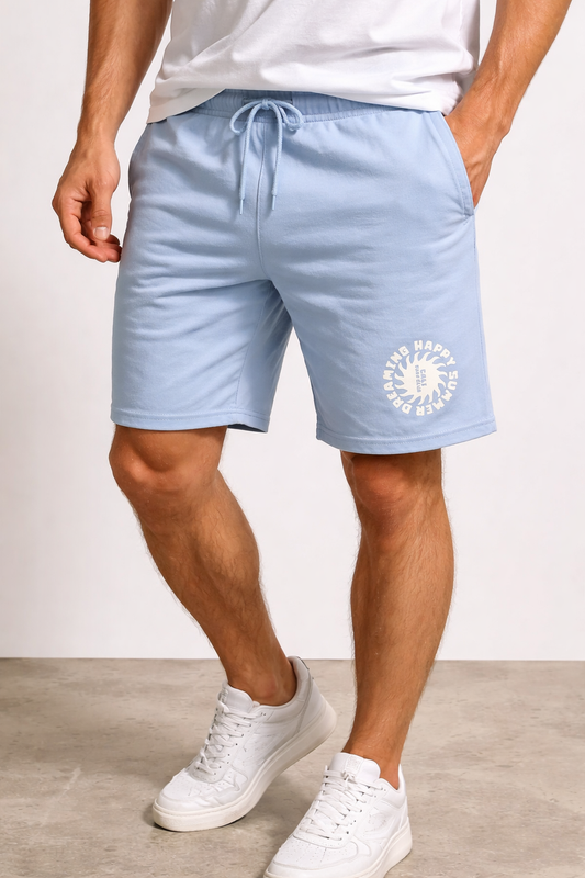 Fleece Men's Shorts - Premium Relaxed Fit | Casual Shorts (Sky Blue)