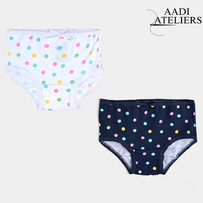 Girls Cotton Jersey panties | Pack of 2 |  Polka Dots-Navy&White