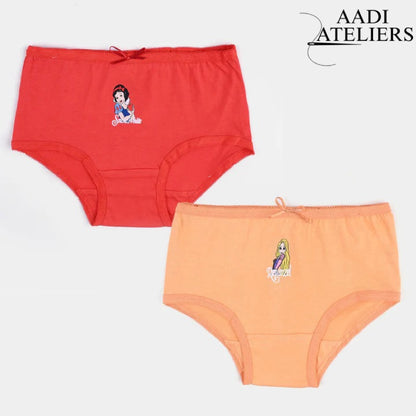 Girls Cotton Jersey Panties Pack of 2 | Barbie Design Red & Peach