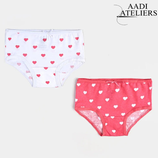 Girls Cotton Jersey Panties | Pack of 2 | Hearts-Pink&White