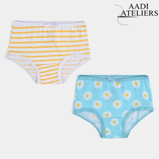 Girls Cotton Jersey Panties Pack of 2 | Flower & Stripe