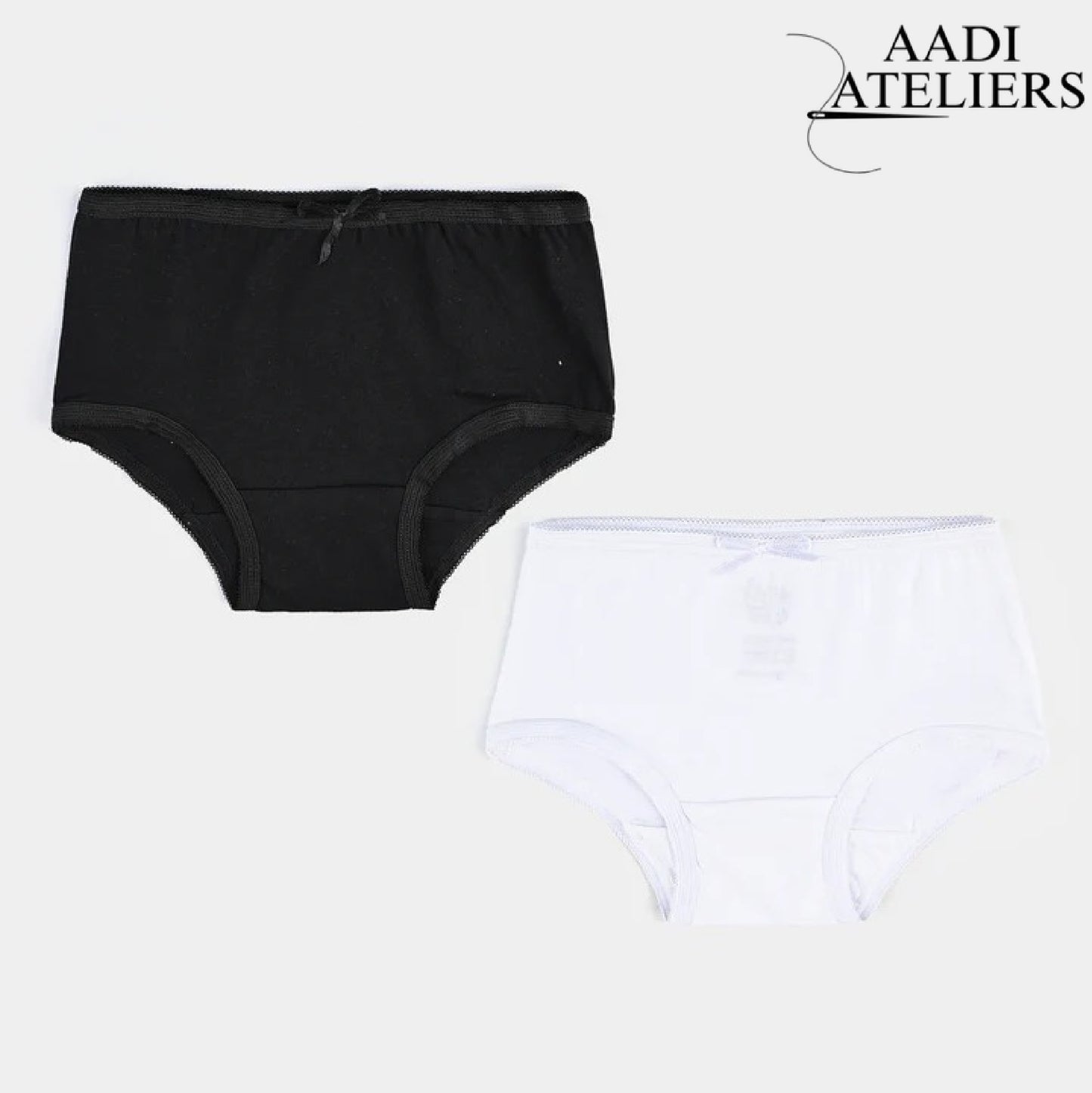 Girls Cotton Jersey Panties | Pack of 2 | Basic-Black/White