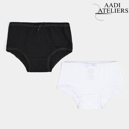 Girls Cotton Jersey Panties | Pack of 2 | Basic-Black/White