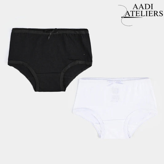 Girls Cotton Jersey Panties | Pack of 2 | Basic-Black/White