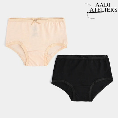 Girls Cotton Jersey Panties | Pack of 2 | Basic-Beige/Black
