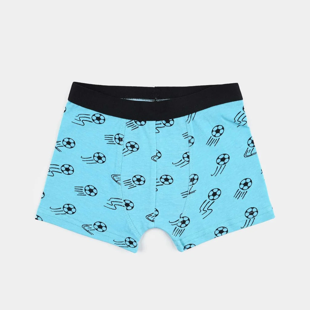 Boys Cotton Jersey Boxer Pack of 2 | Football Design - Light Blue & Red