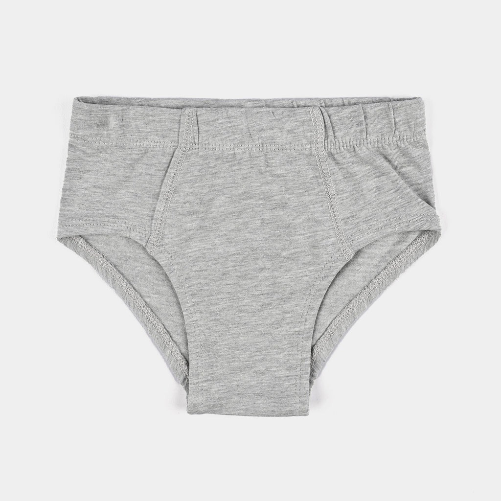 Boys Cotton Jersey Brief Basic Pack of 2 | Solid Design Hash Grey & Black