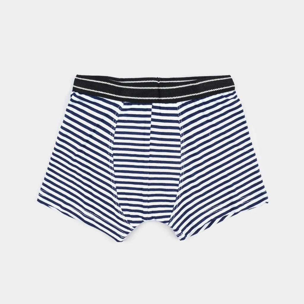 Boys Cotton Jersey Boxer Pack of 2 | Stripe Design  Black & Blue