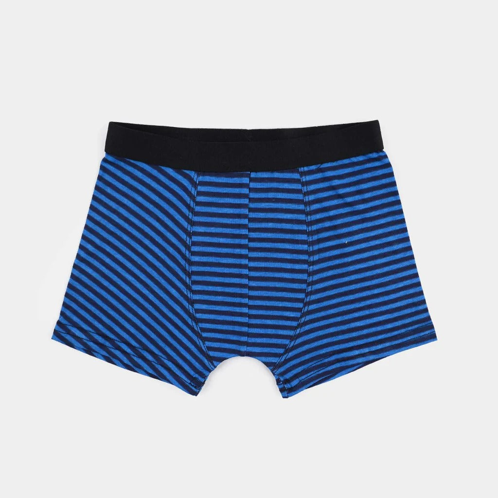 Boys Cotton Jersey Boxer Pack of 2 | Stripe Design  Black & Blue
