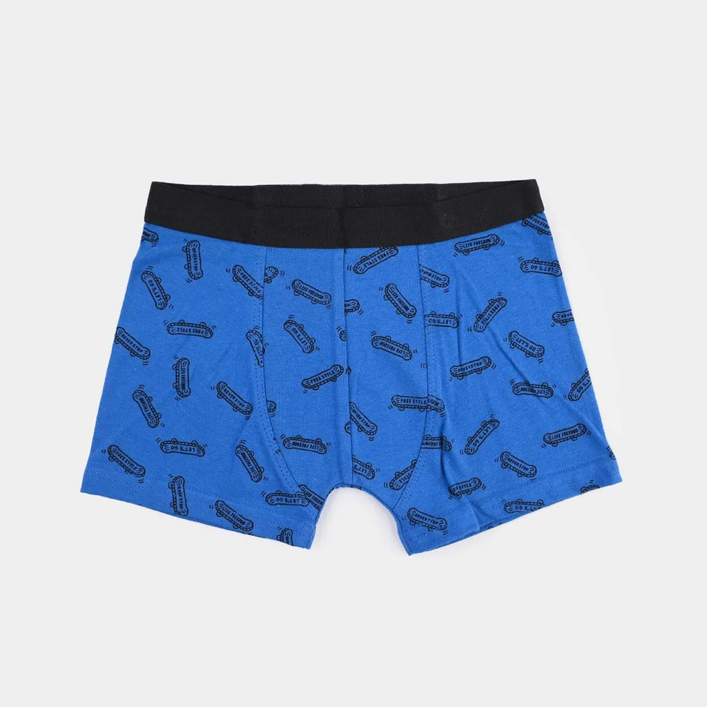 Boys Cotton Jersey Boxer Pack of 2 | Skate Board Design - Blue & Citrus