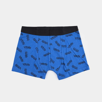 Boys Cotton Jersey Boxer Pack of 2 | Skate Board Design - Blue & Citrus